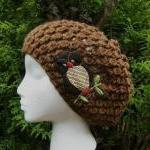 Cocoa Owl Slouchy Hand Crocheted Hat
